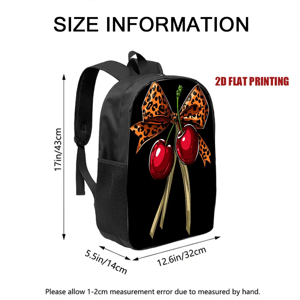 

A cherry leopard print bow backpack, trendy, suitable for school, travel and daily commuting, specially designed for teenagers