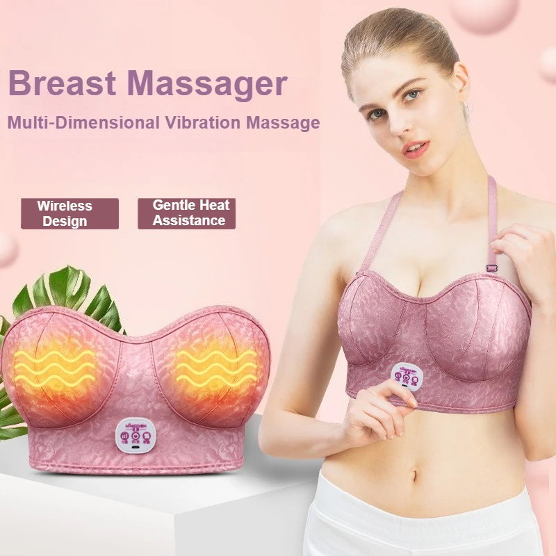 Breast Massage Bra Wireless Electric Hot Compress Vibration Multi‑Mode Adjustable Chest Care Instrument Female Household Gadget