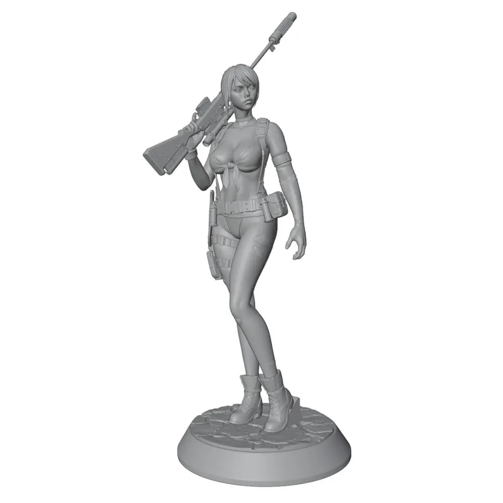 Sniper Girl 1/24  Miniature Resin Statue, 75mm Handmade Model Set 3D Printed Uncolored Requires Hand Painted Resin Model