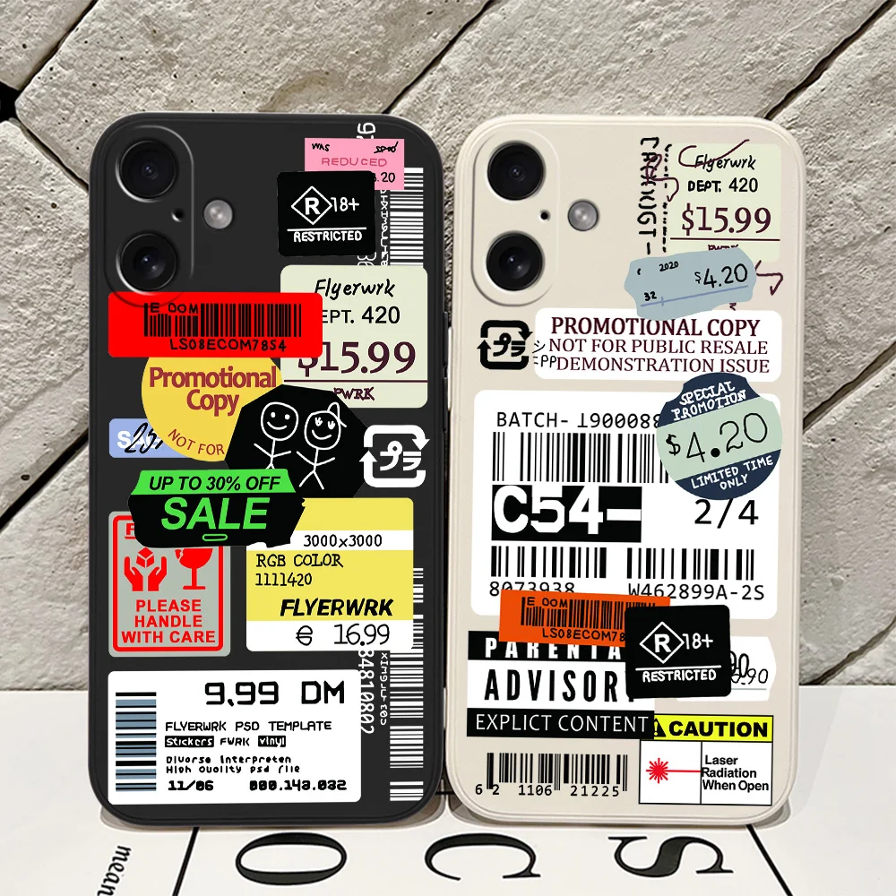 Trend Stamp Label Barcode Phone Case for vivo Y28 Y100 Y36 Y02s Y16 Y35 Y22s Y02 Y72 Y76 Y21 Y15s Y20 Y51 Y50 4G 5G Cover