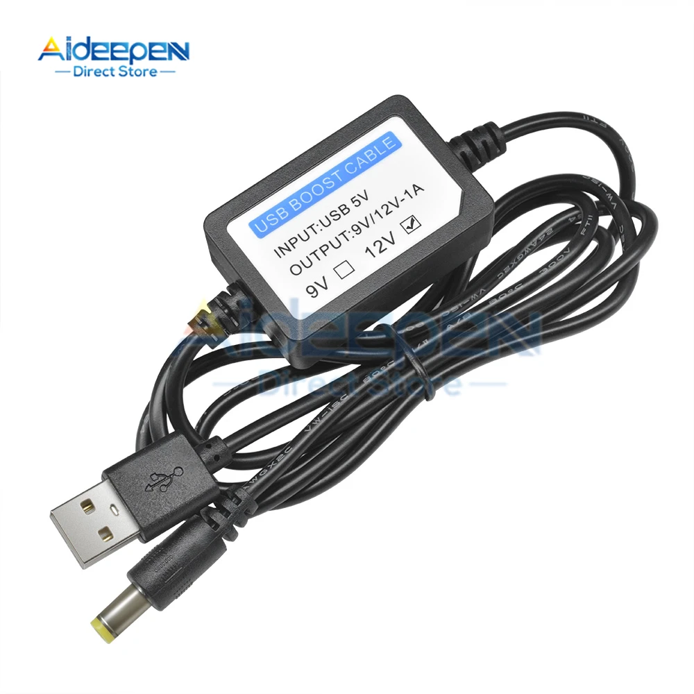 1Pcs USB Charge Power Boost Cable DC 5V to 9V 12V 1A Step UP Converter Adapter USB Cable with Boost Component 5.5mmX2.1MM