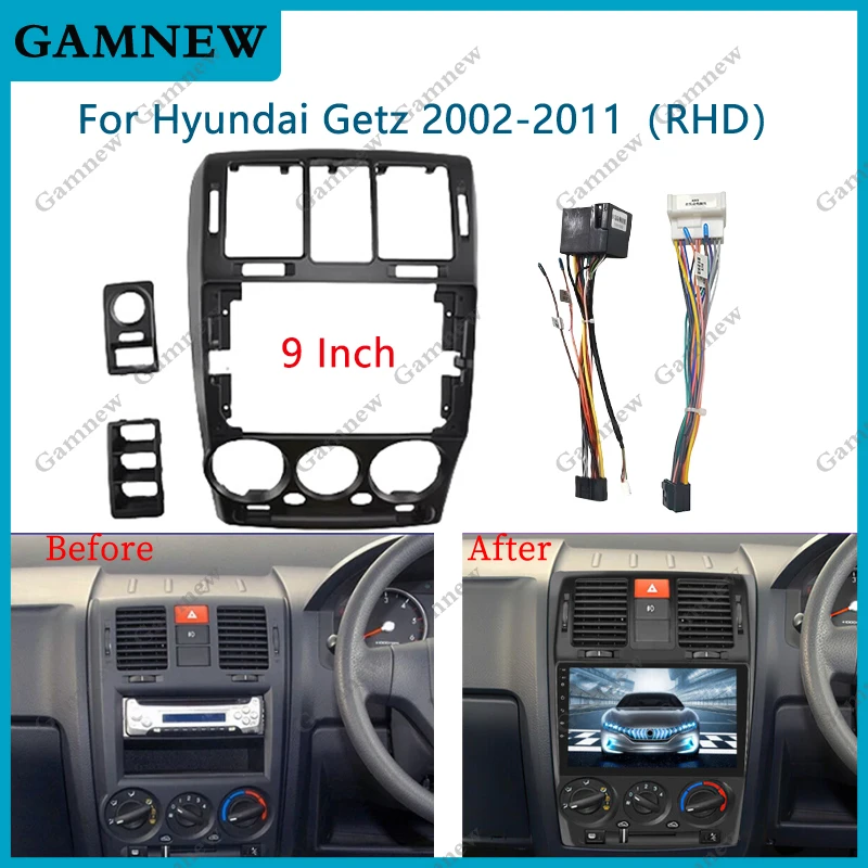 9 Inch Car Frame Fascia Adapter Android Radio Dash Fitting Panel Kit For Hyundai Getz 2002-2011 Right Hand Drive