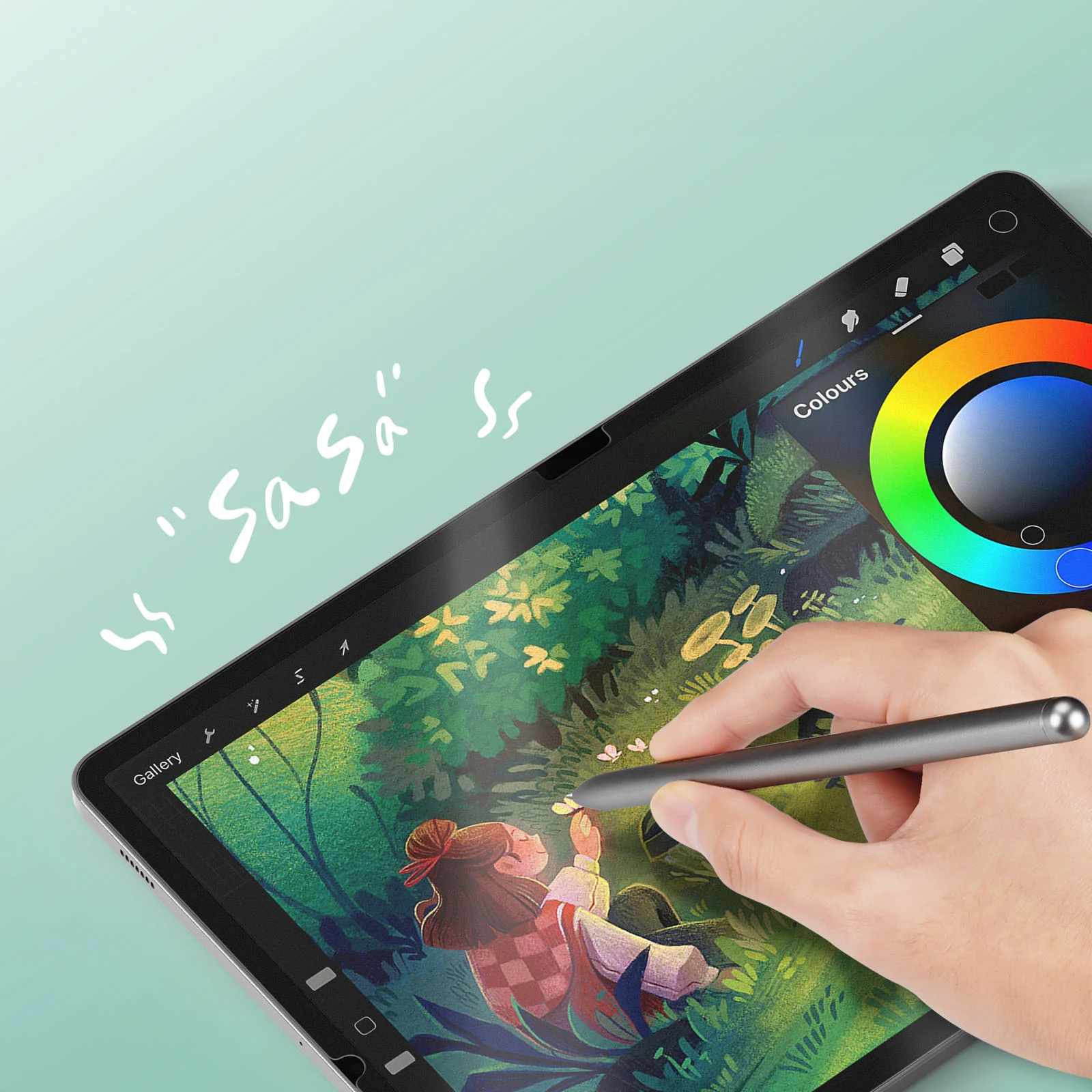 DUX duduçıkarılabilir dairesel kullanım kağıt gibi film için Samsung Tab S9 artı curling kenarları olmadan yıkanabilir istikrarlı ekran koruyucu