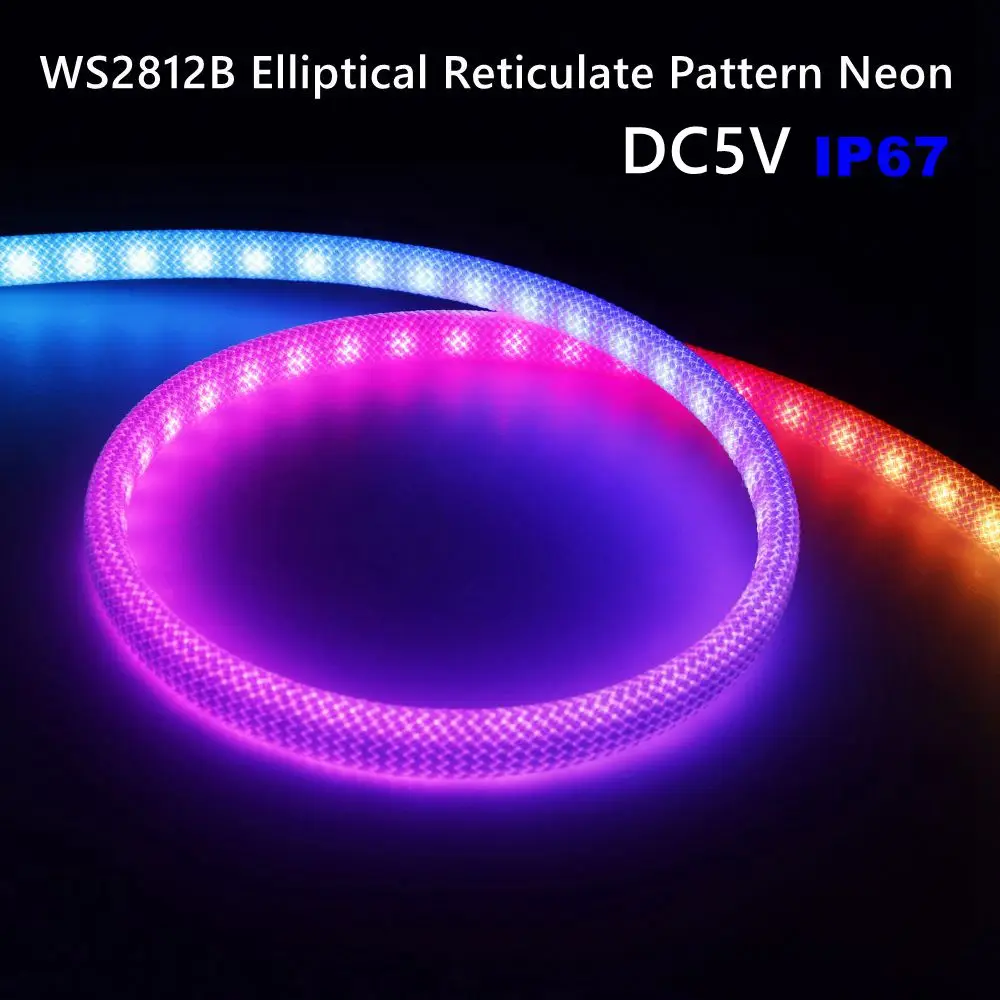 

WS2812B DC5V Elliptical Reticulate Pattern Neon Addressable LED Strip 360Degree Smart Flexible Silicone Led Light 60Leds/m IP67