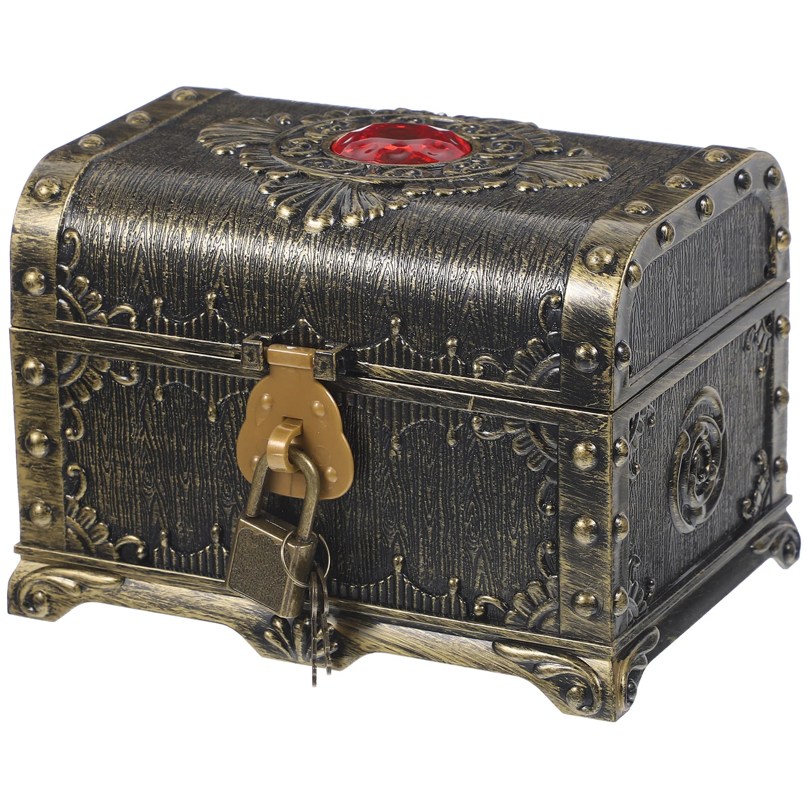 

Treasure Chest Ornaments Jewelry Storage Case with Lock Retro Sundries Organizer Toys Child