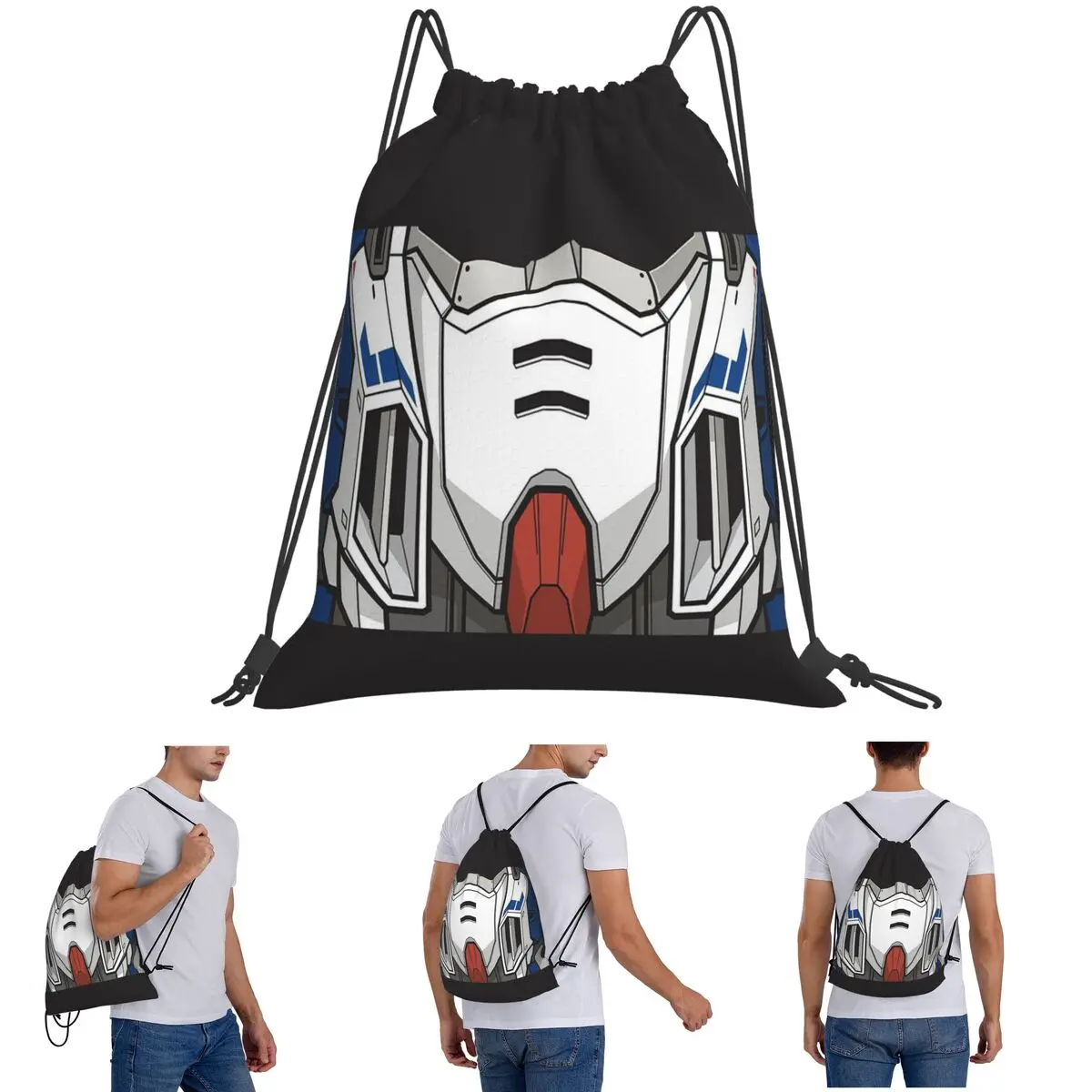 Wing Zero Custom Gundam Backpacks Multi-function Drawstring Bundle Pocket Sundries Bag Book Bags for Travel Students