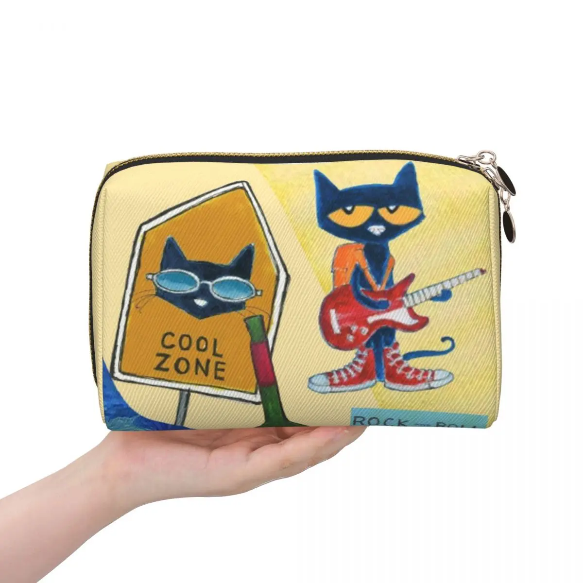 

Pete The Cat Women Cosmetic Bag Travel Makeup Organizer Pouch Toiletry Storage Dopp Kit Case