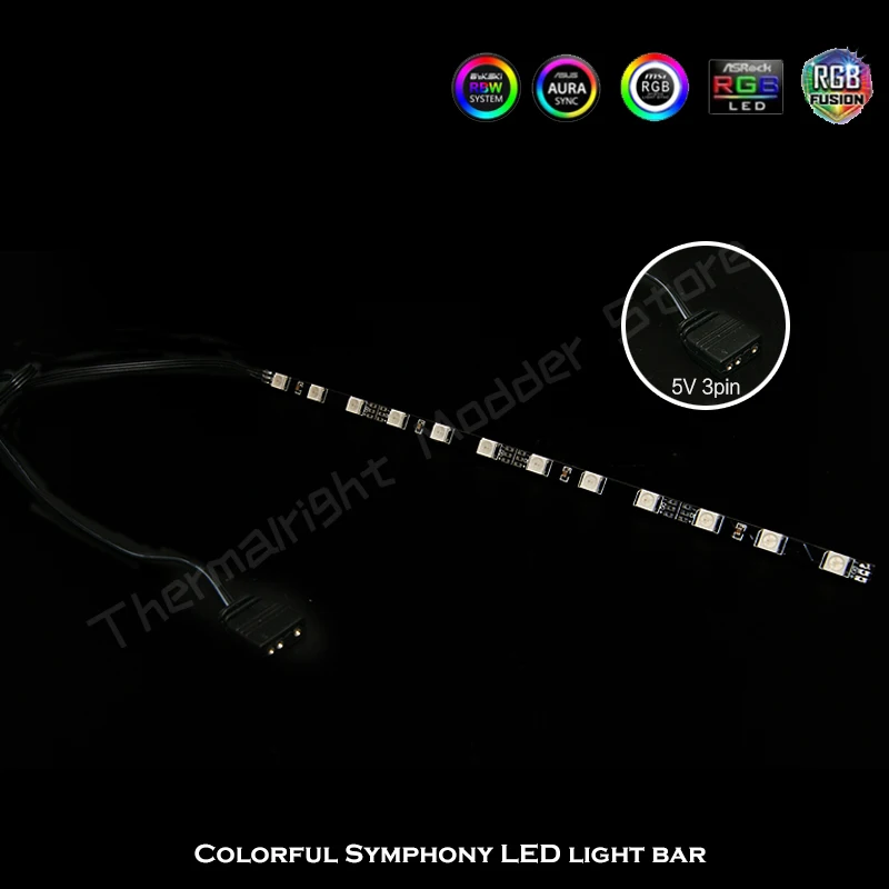 ARGB LED Light Tape Strip for Graphics Card Support Holder 5V 3Pin VGA Bracket Water Cooling RGB Strip