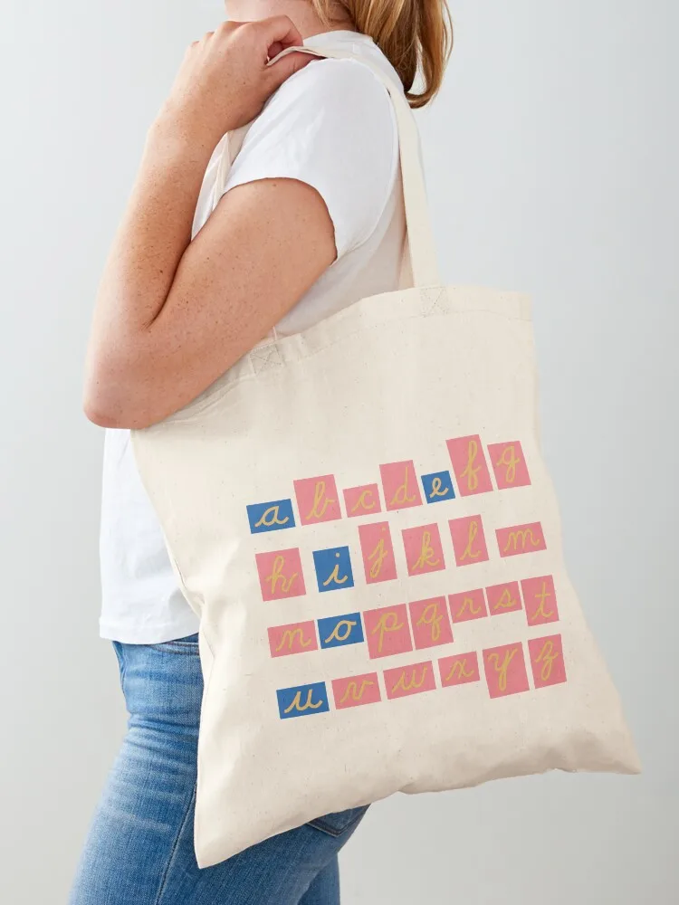 Montessori Sandpaper Letters Cursive Alphabet Tiles Tote Bag eco pack custom fabric bag