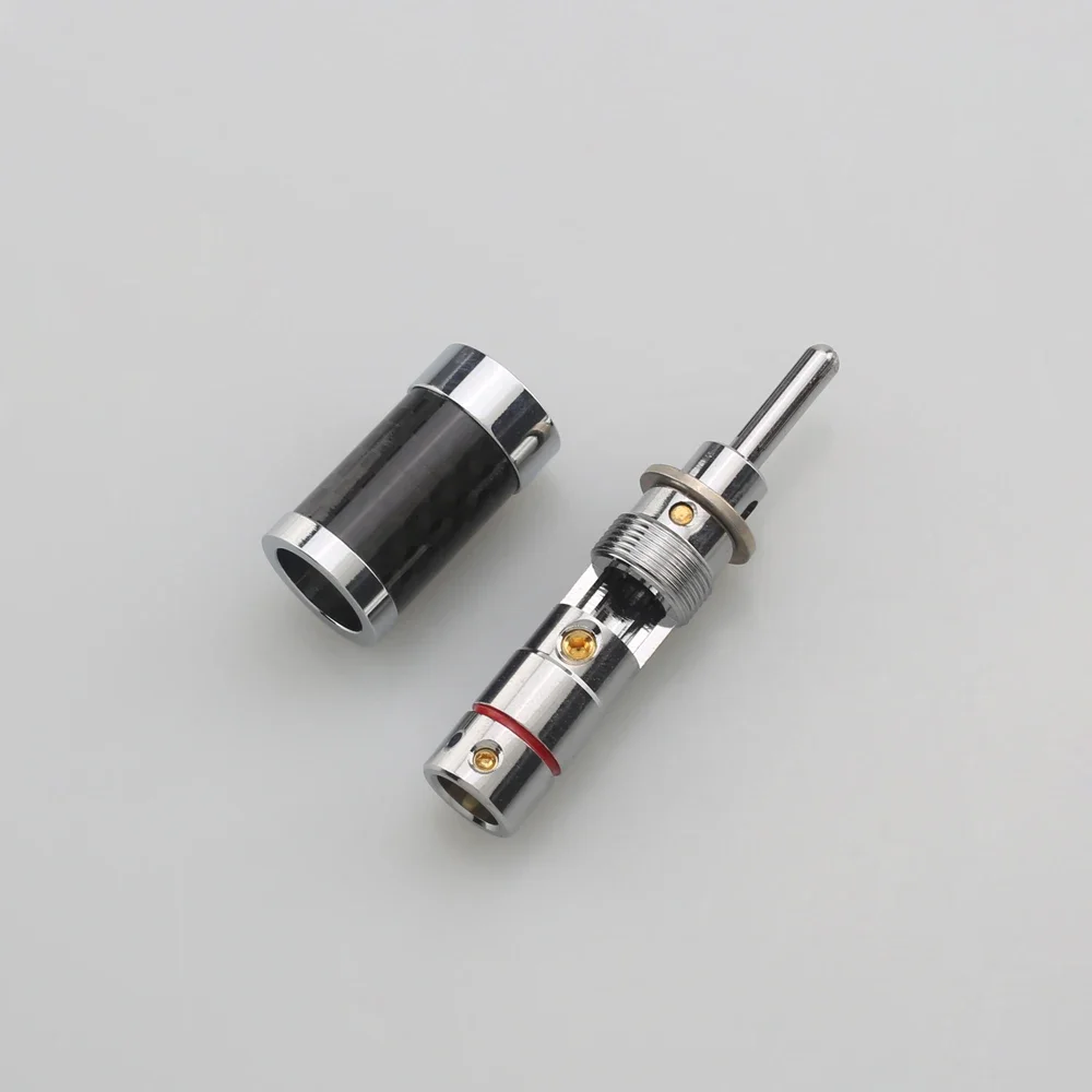 4PCS CF1564 High-End Carbon Fiber Y Spade Banana Plug Audio Speaker Cable Connectors HIFI Loudspeaker Locking Banana Connector