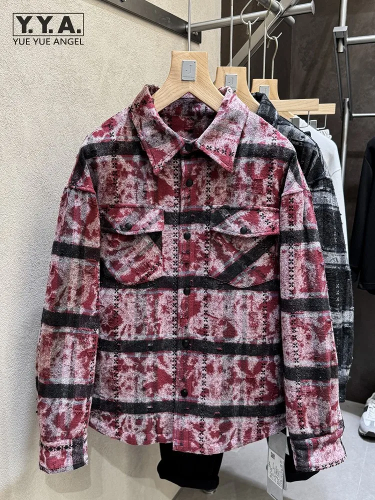 

Mens Winter Loose Fit Streetwear Warm Down Jacket Thick Vintage Plaid Coat Business Work Casual Male Single Breasted Outerwear