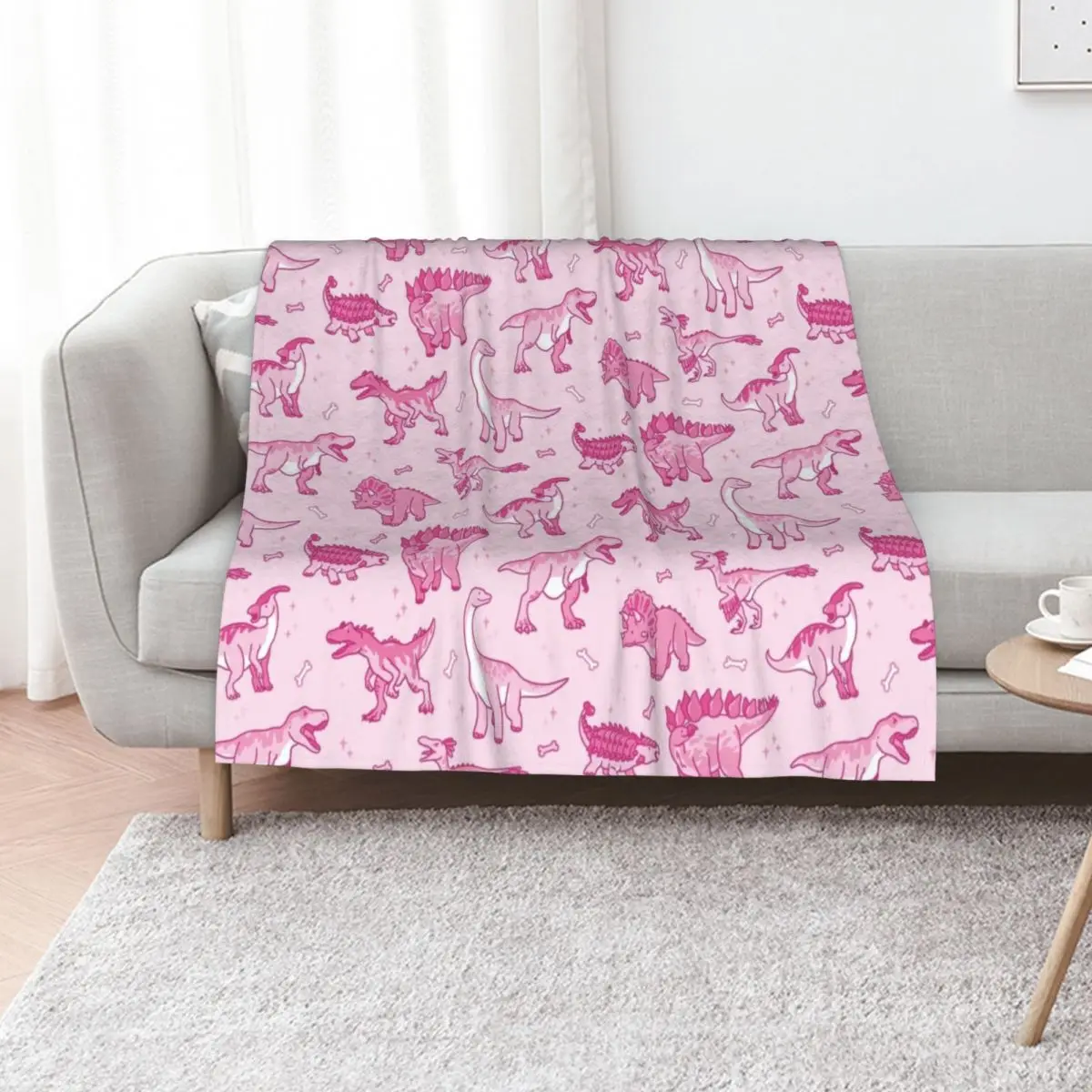 Pink and Sparkly Dinos Throw Blanket Luxury Thicken Luxury Brand for babies Bed covers manga Luxury Blankets