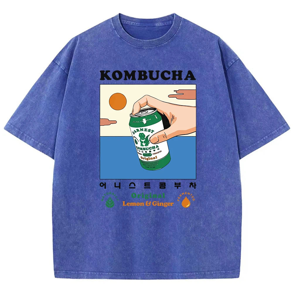 Kombucha Original Posters Printingmen'S Tees Cotton Street T Shirts Outdoor Popular Tee Clothing Holiday Funny Short Sleeved