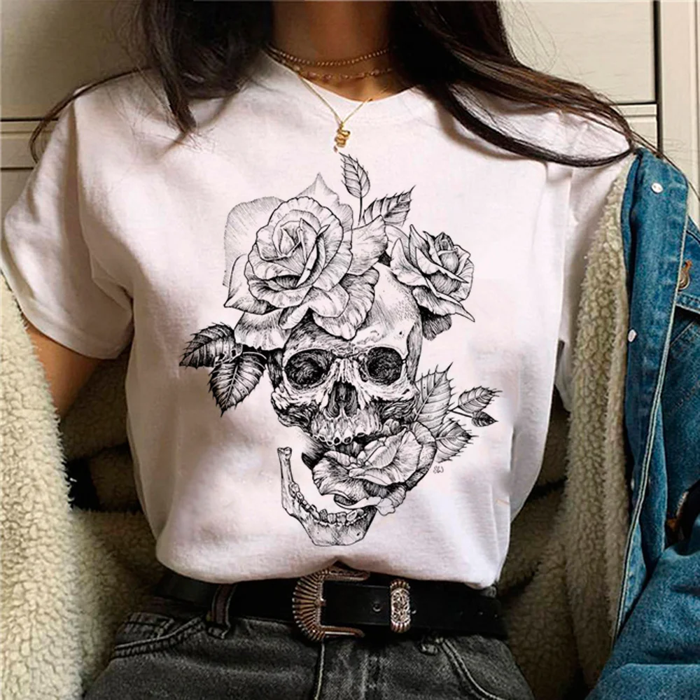 

Skull t shirt women harajuku comic Tee girl manga graphic harajuku clothing