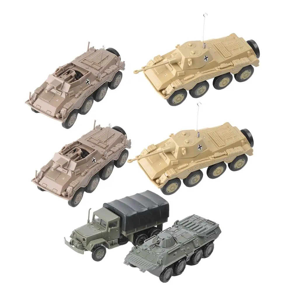 6/Set Plastic Armoured Tank /72 Battle Model Kit Desk Decor Gift