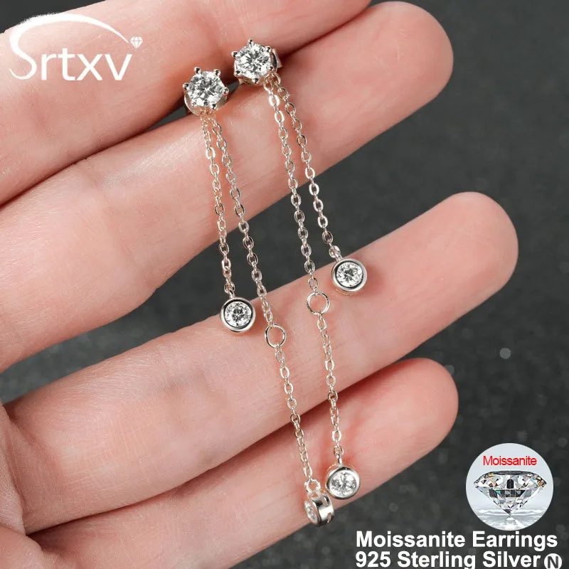 D Color Bubble Moissanite Drop Earrings 925 Silver Women Long Tassel Earring Tested Pass Diamond Wedding Gifts Jewelry Certified