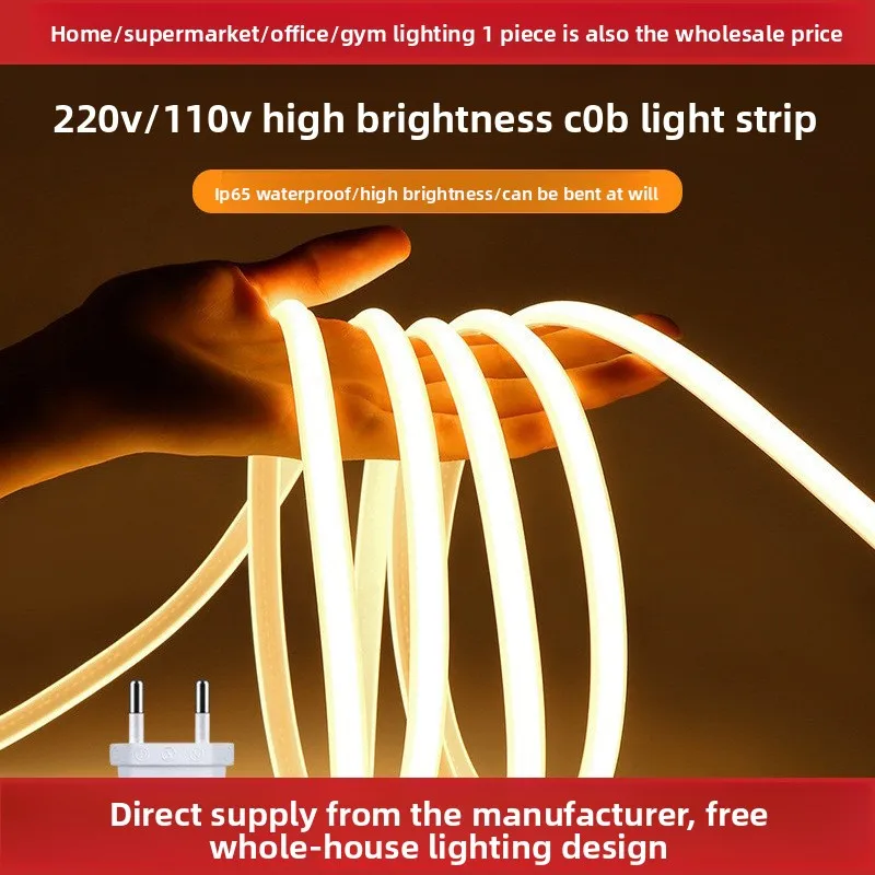 Strip Led Light Strip 220V No Stroboscopic Silicone Line Type Living Room Ceiling Self-adhesive Flexible Waterproof High Voltage