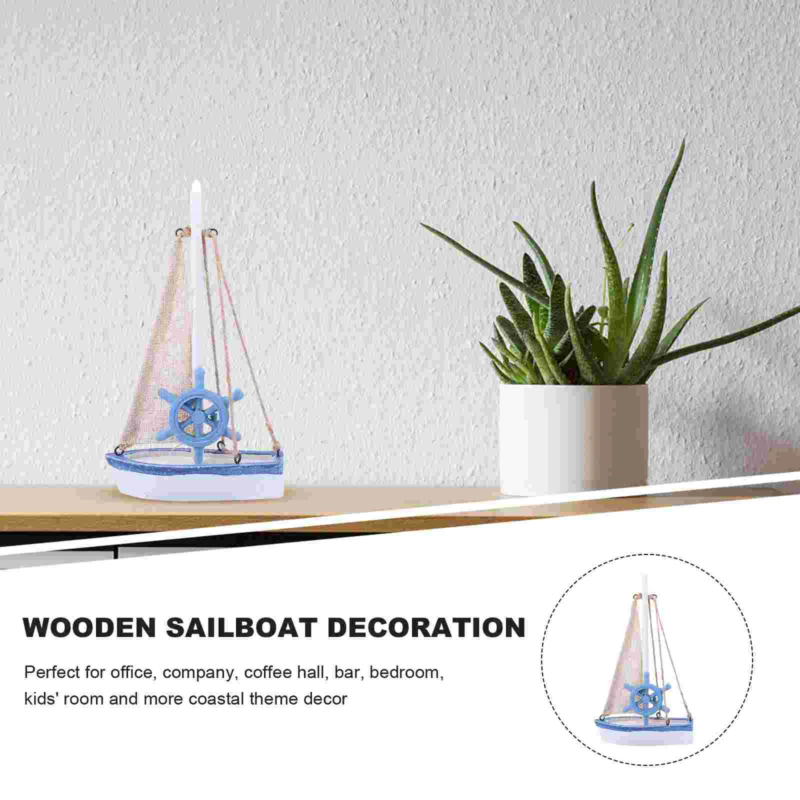 Wooden Canvas Boat Mediterranean Sailboat Crafts Ship Delicate Sailing Boat Model Delicate Sailing