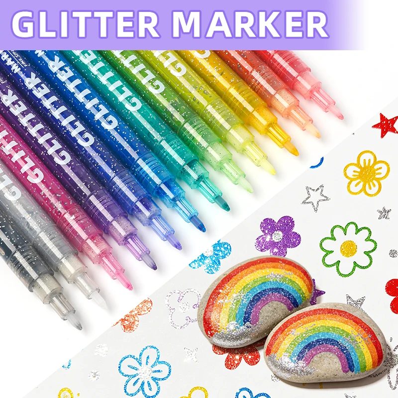 12/24 Colors Valve Direct Liquid Flash Marker Pen Metallic Highlighter Art Drawing School Office Supplies Set