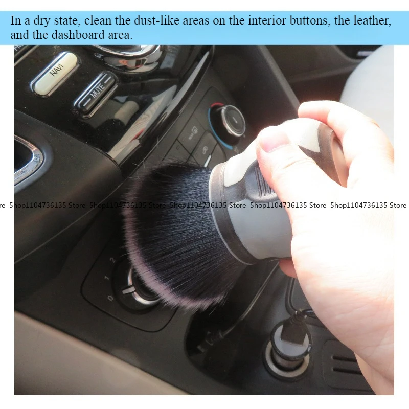 فرشاة تفاصيل محمولة باللون الرمادي والأسود مقاس 72 * 125 مم للتنظيف الداخلي للسيارات، فرشاة ناعمة لإزالة الغبار