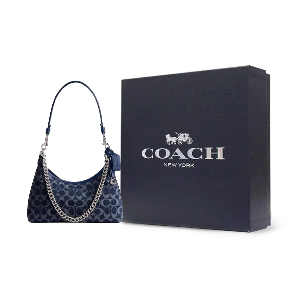 COACH Juliet Fabric Portable Crossbody Bag, Shoulder Bag Large Women's Dark Blue Mixed Color CAM27-LHRHY