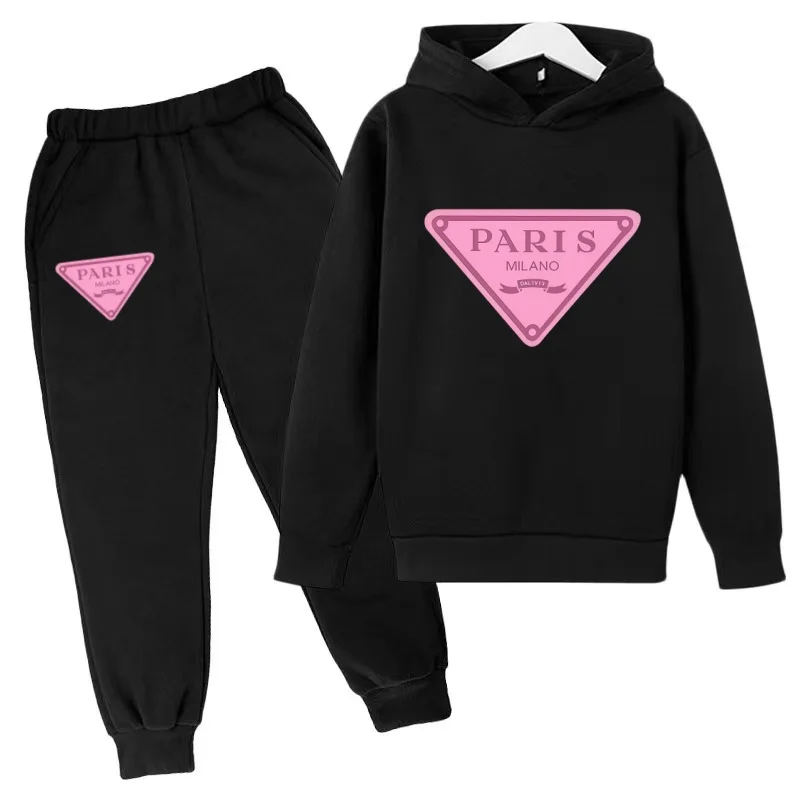 

Children 3-12Yrs Autumn Clothes Hoodie Pullover Triangular Letter Print Boy Girl Toddler Sweatshirt Top+Pants Leisure Sports Set