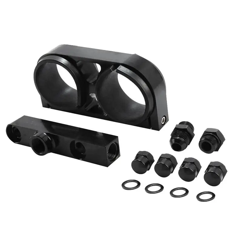 Fits for Billet Aluminum Dual Pump Clamp Mounting Bracket Outlet Manifold for 044 - 380LPH