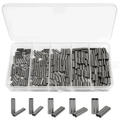 300Pcs/Box Fishing Crimp Sleeves Kit Double Barrel Crimp Sleeves Copper Crimping Sleeves Tubes Fishing Line Connector Tackle