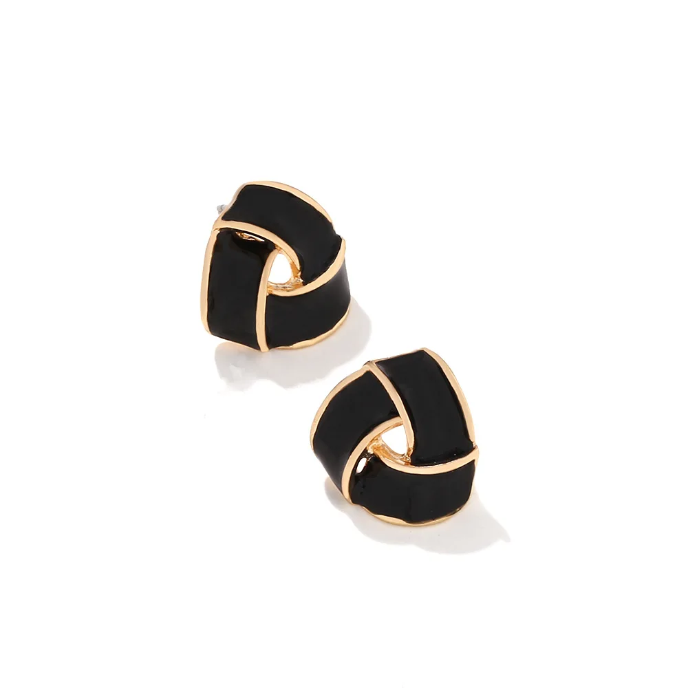 Fresh literary and artistic fan geometric alloy drip earrings design sense versatile enamel geometric earrings women