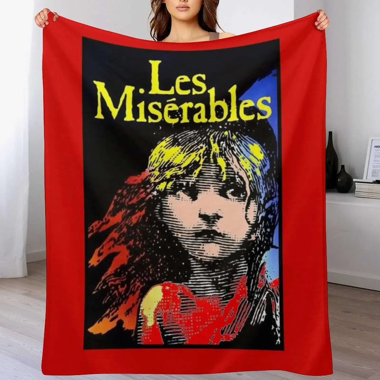 

LES MISERABLES: Restored Colorized Advertising Print Throw Blanket Kid'S for sofa halloween Plaid on the sofa Blankets