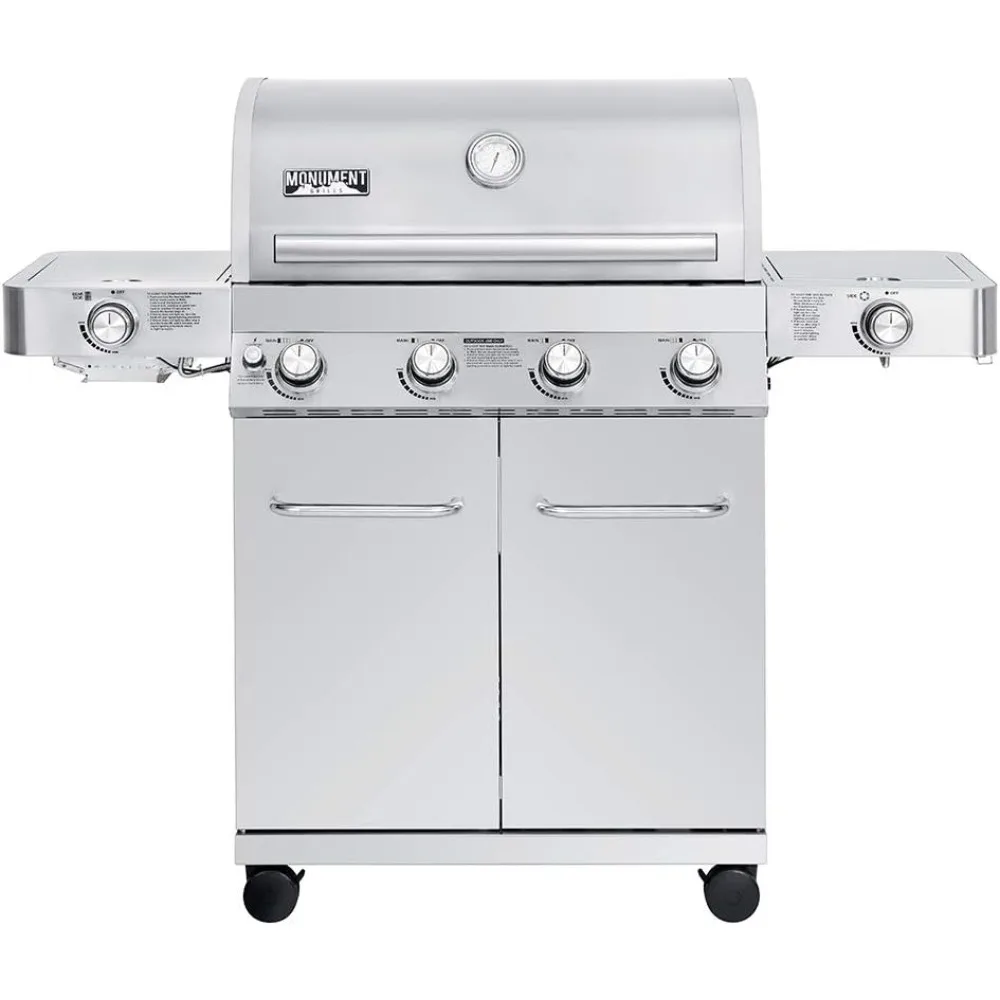 

Grills Larger 4-Burner Propane Gas Grills Stainless Steel Cabinet Style with Side & Side Sear Burners, Built in Thermometer