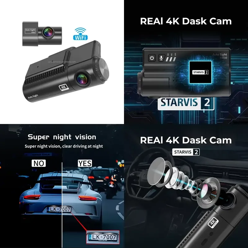 New Car Black Box High Resolution Cameras 2 4K Dual Lens Car Recorders Photo Car Dash Camera With Wifi And Gps Tracking Dash