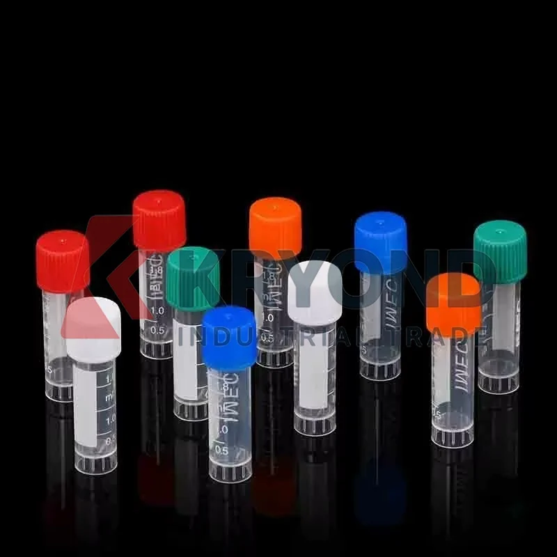 500pcs 1.8ml Lab Plastic Cryovial with Silicone Gasket Freezing Tubes Color Cap Original Product