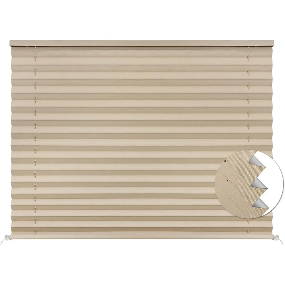 

Blackout Pleated Camper Window Shade 50x32 Inch with Heat Reflective Layer Travel Trailer Darkening Cover Cappuccino