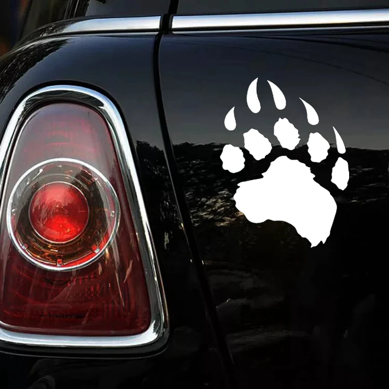 14*18cm bear paw funny car sticker vinyl decal white/black for auto car stickers styling on bumper window choose size