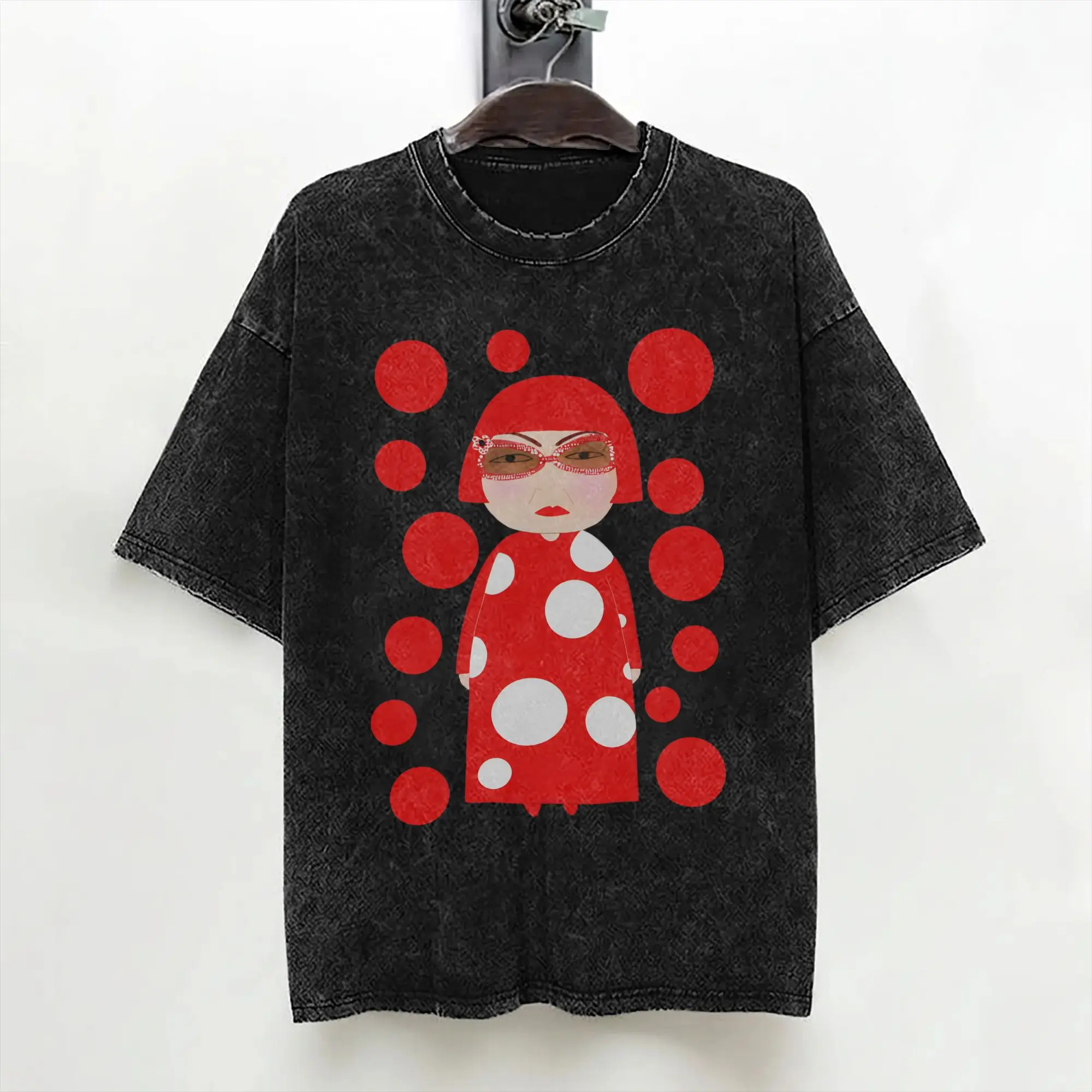 Red Dots Y-Yayoi Kusama T Shirts Washed Short Sleeve Harajuku T-Shirt  Novelty Men Women Streetwear Summer Tees