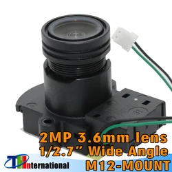 Objectif de carte M12, 2MP/5MP, 3.6mm, 90 Leuven, grand angle, CCTV IR Partners, IR, support en T toxique, prise en charge de la caméra IP WiFi AHD