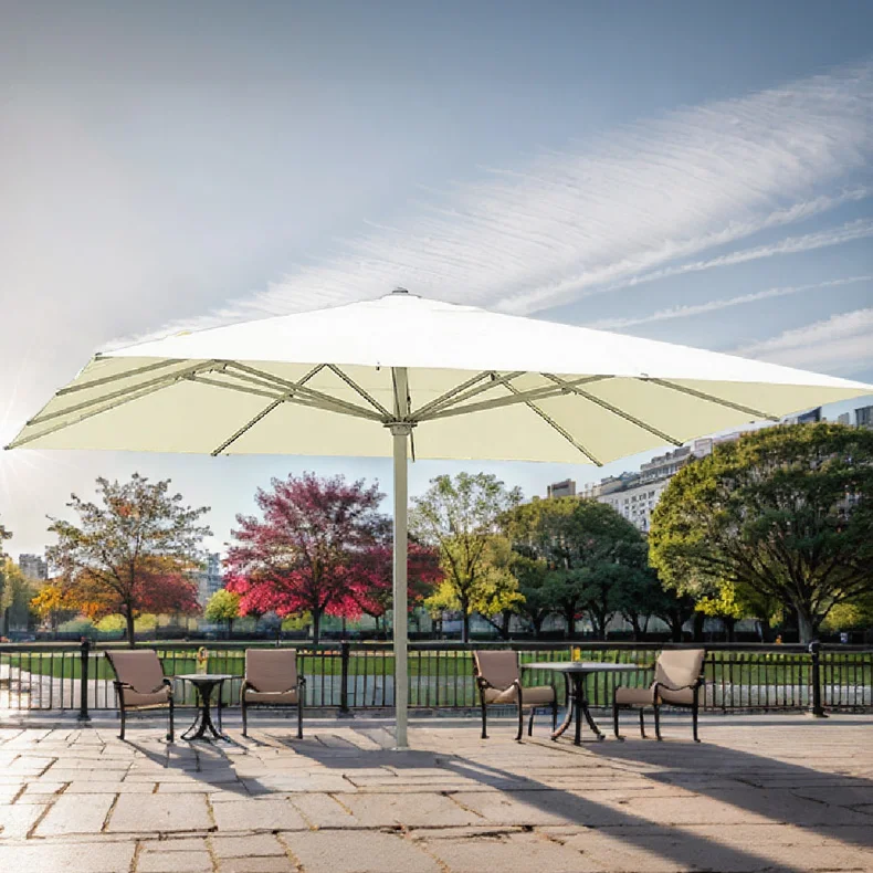 

FEAMONT Outdoor Sunshade 5*5m Straight Rod Type Patio Umbrella Hand Cranked Height Adjustment 280GSM Yarn Dyed Beach Umbrella