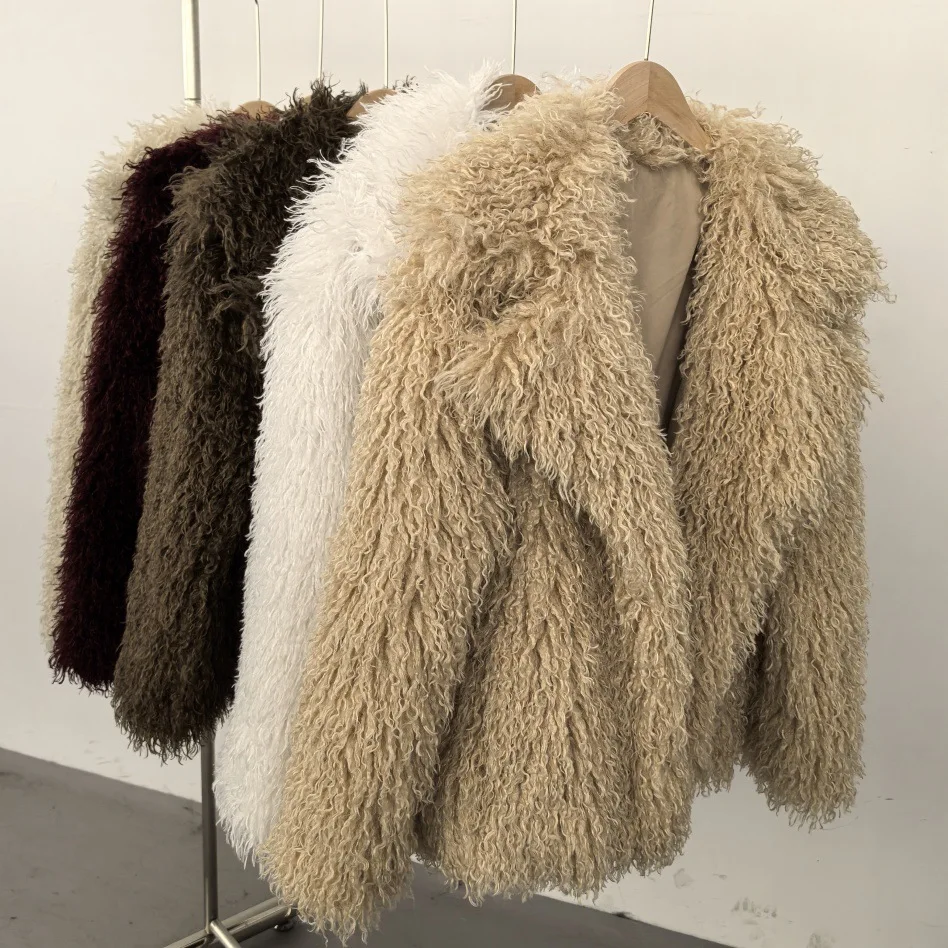 

Однотонное свободное короткое пальто из искусственного меха, женская модная теплая куртка с длинными рукавами и лацканами, 2026, зимняя повседневная офисная уличная верхняя одежда