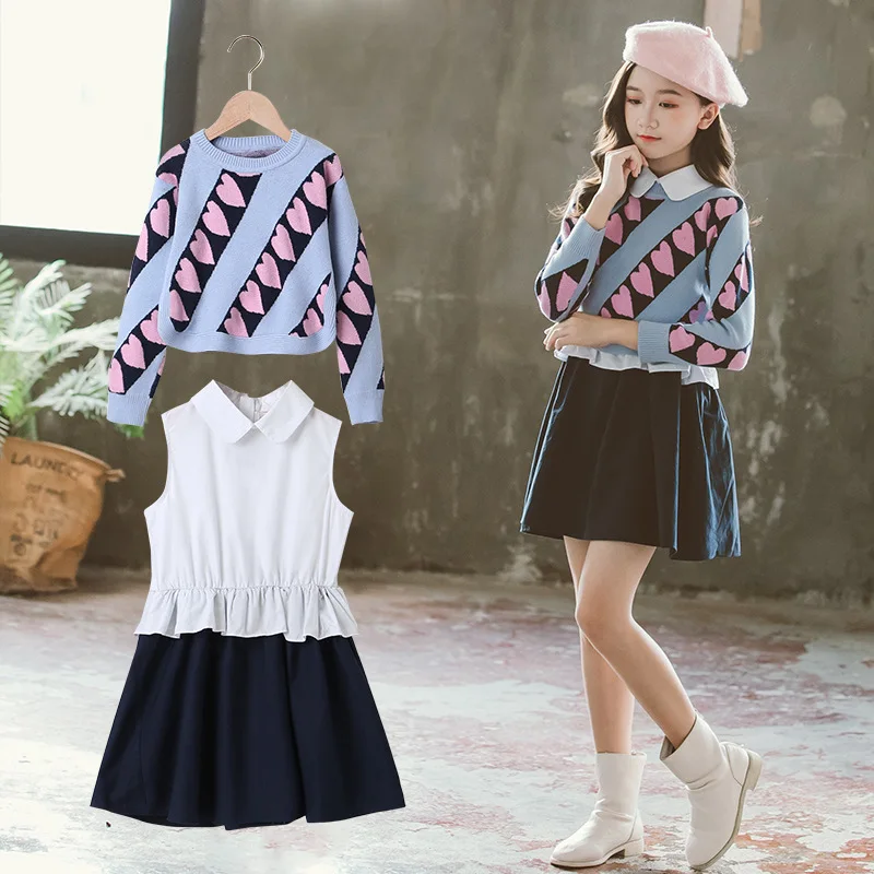 

Girls' Autumn Sweater Set2025Autumn Elegant Dress Two-Piece Set for Women and Older Girls, Autumn Style for Dropshipping