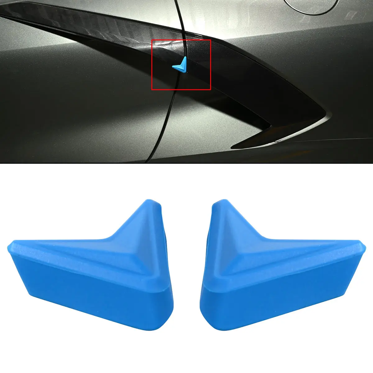 2 قطعة أغطية مصد الباب منصات حماية الحرس المطاط الأزرق اكسسوارات السيارات الخارجية ل كورفيت C8 2020 2021 2022 2023 2024 #2