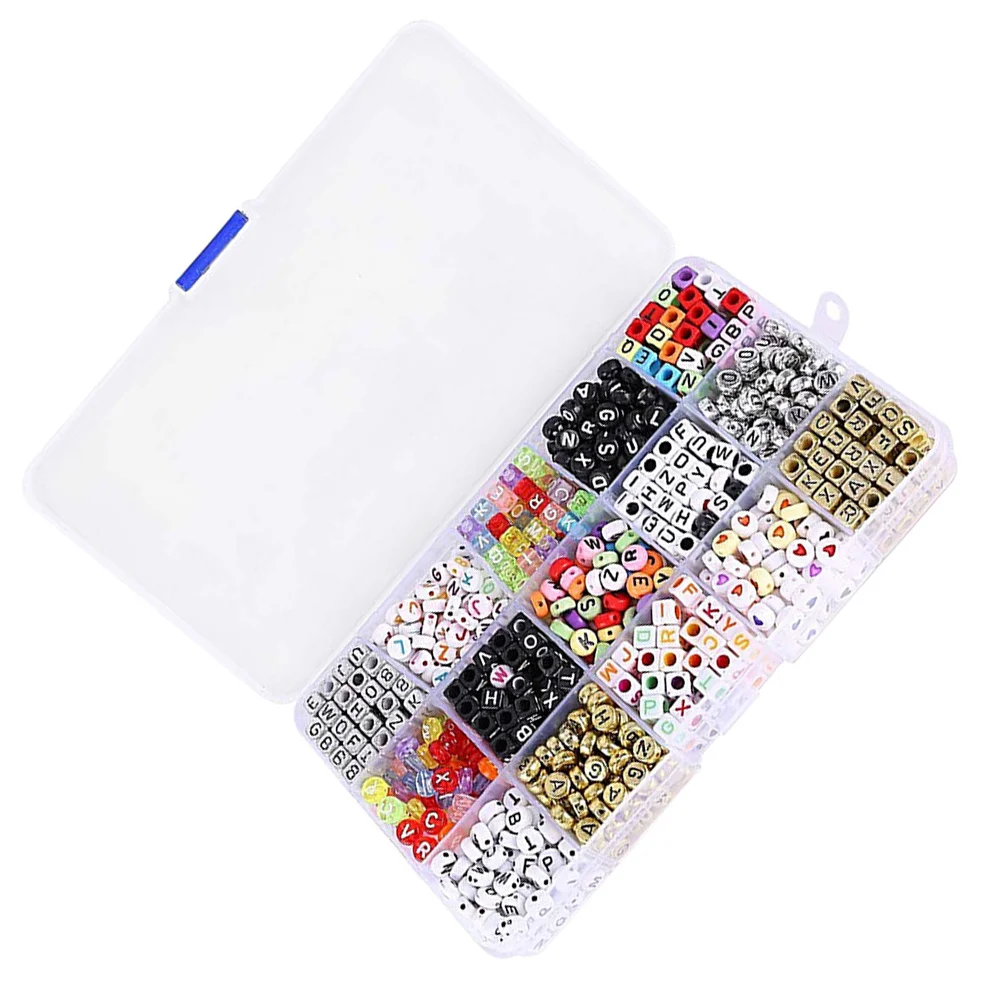 1100 stücke Alphabet Perlen Set 6X6Mm Würfel 4X7Mm Flache Gemischte Acryl Buchstaben Charms Für Diy Webstuhl bands Armbänder Kinder Handwerk Schmuck