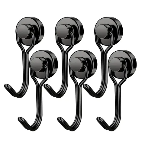 Magnetic Hooks Heavy Duty Magnetic Swivel Hooks Cruise Black Strong Neodymium Magnet Hook for  Refrigerator, Grill, Locker