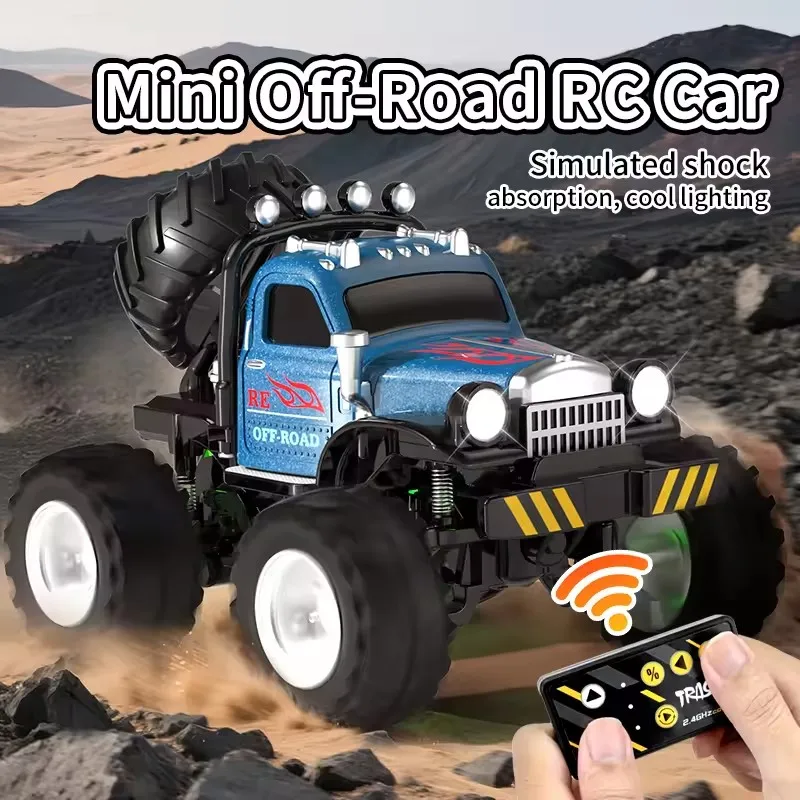 Four-Wheel Alloy Electric Off-Road Car Climbing Car Toy 2.4G LED Lighting Short Card Toy Car Alloy Remote Control Truck Toy Gift