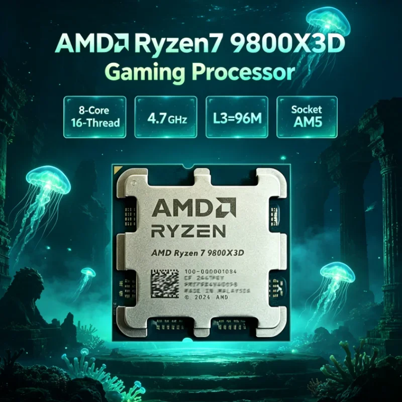 AMD Ryzen 7 9800X3D 8-Core 16-Thread 4.7GHz R7 9800X3D 120W 4NM L3=96M DDR5 Gaming Processor Socket AM5