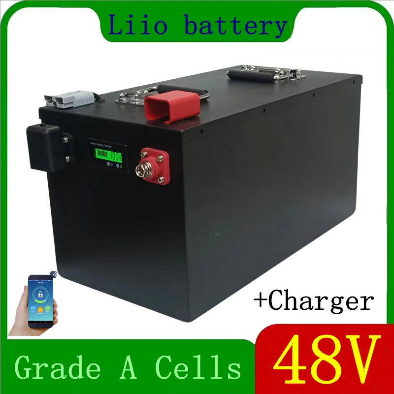 

lithium 48v 100AH lifepo4 battery with BMS for tricycle golf cart inverter Solar energy storage scooter + 10A charger 100K+