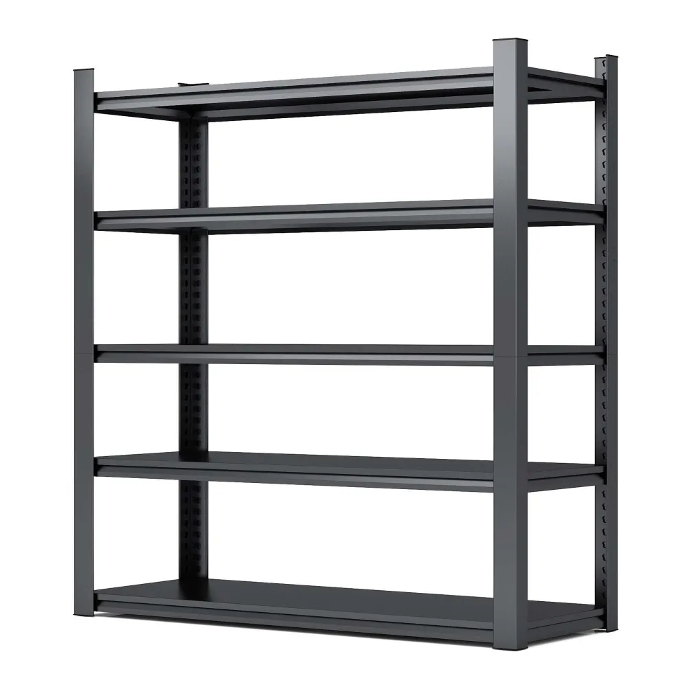 H 5-Tier Metal Shelves, 2000LBS Heavy Duty, Adjustable Garage Shelving, Industrial Storage Unit, 47.2