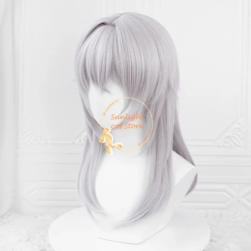 Anime YEARS Ginger Awa PercentreCosplay Perruque avec Bonnet, Cheveux Synthétiques, Long, Argent, Gris, Chaleur, Degré, ixd'Halloween, 52cm, En Stock