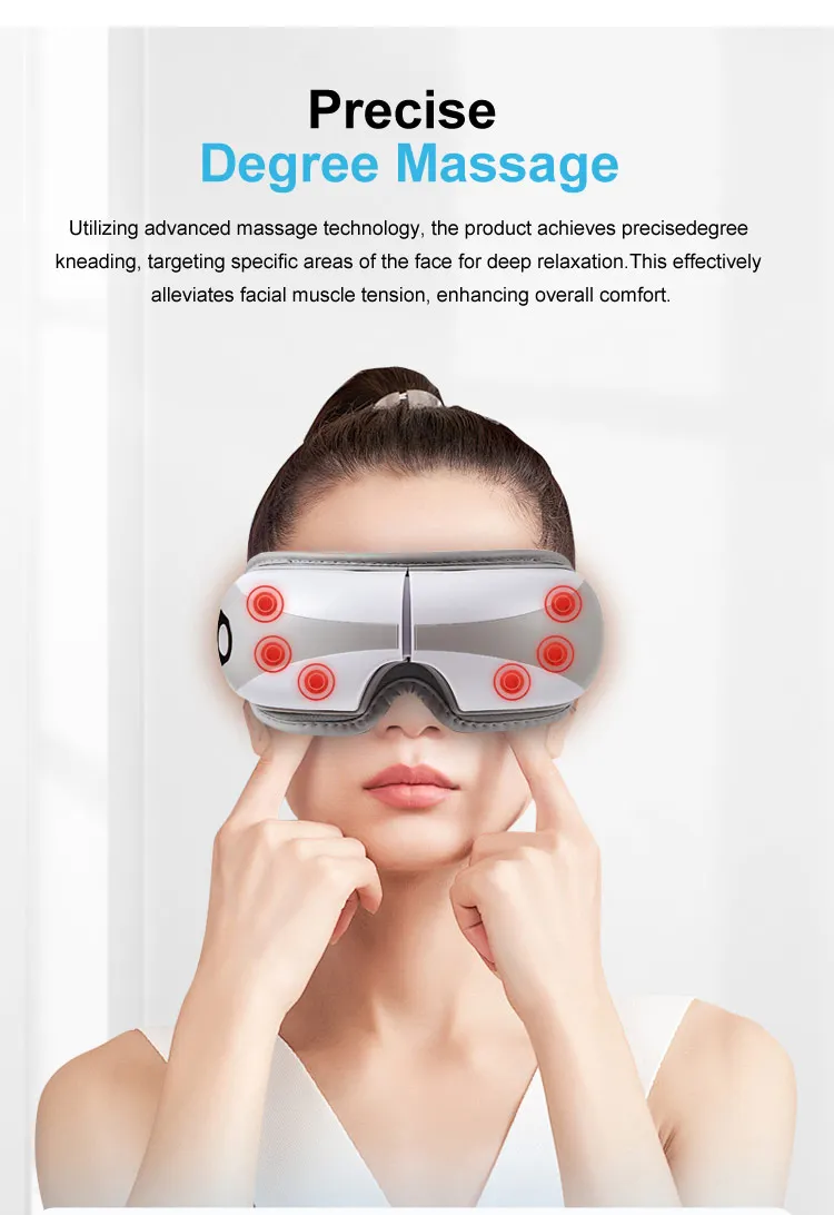 Vendita calda Doppio strato Massaggio dei punti di agopuntura Occhiali rilassanti Calore Smart Airbag Vibrazione-Prodotto di alta qualità Massaggiatore per occhi