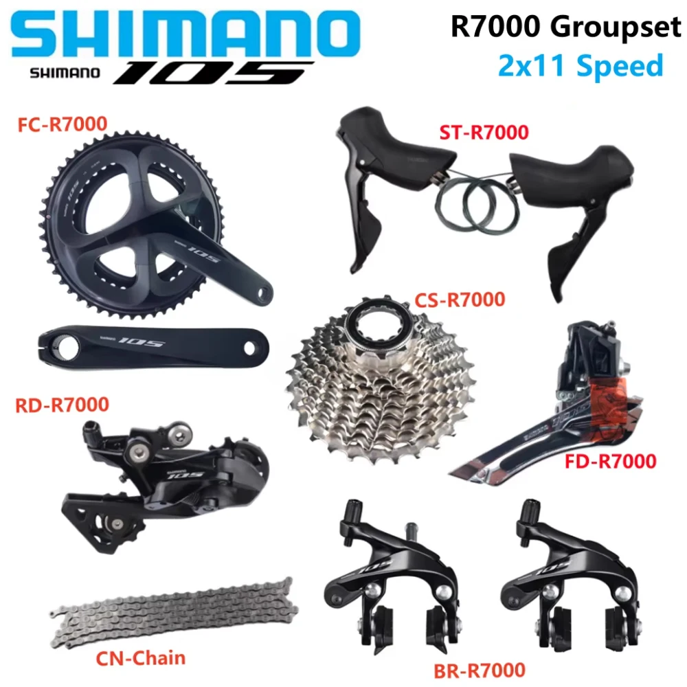 Shimano 105 R7000 Groupset Bicycle Set CS-R7000 Chain Shifter ST-R7000 Brake Caliper Crankset RD Front Derailleur For Road Bike